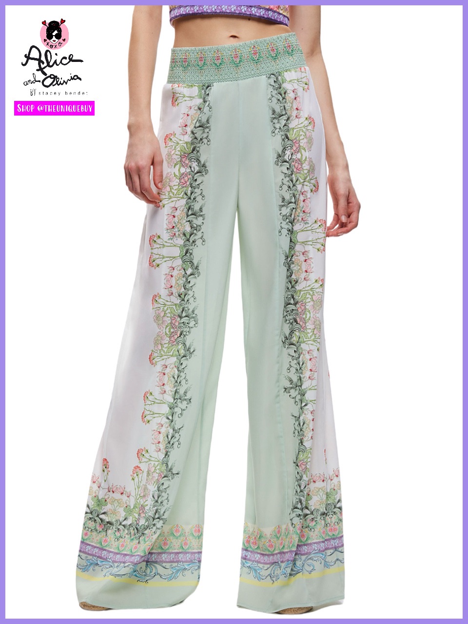 Alice + Olivia Alabama Floral Print Multicolored Pant